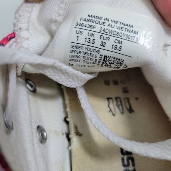 Converse One Star Kids Pink Floral Low Tops Sneakers Size 1  81123-2546 - Picture 7 of 7